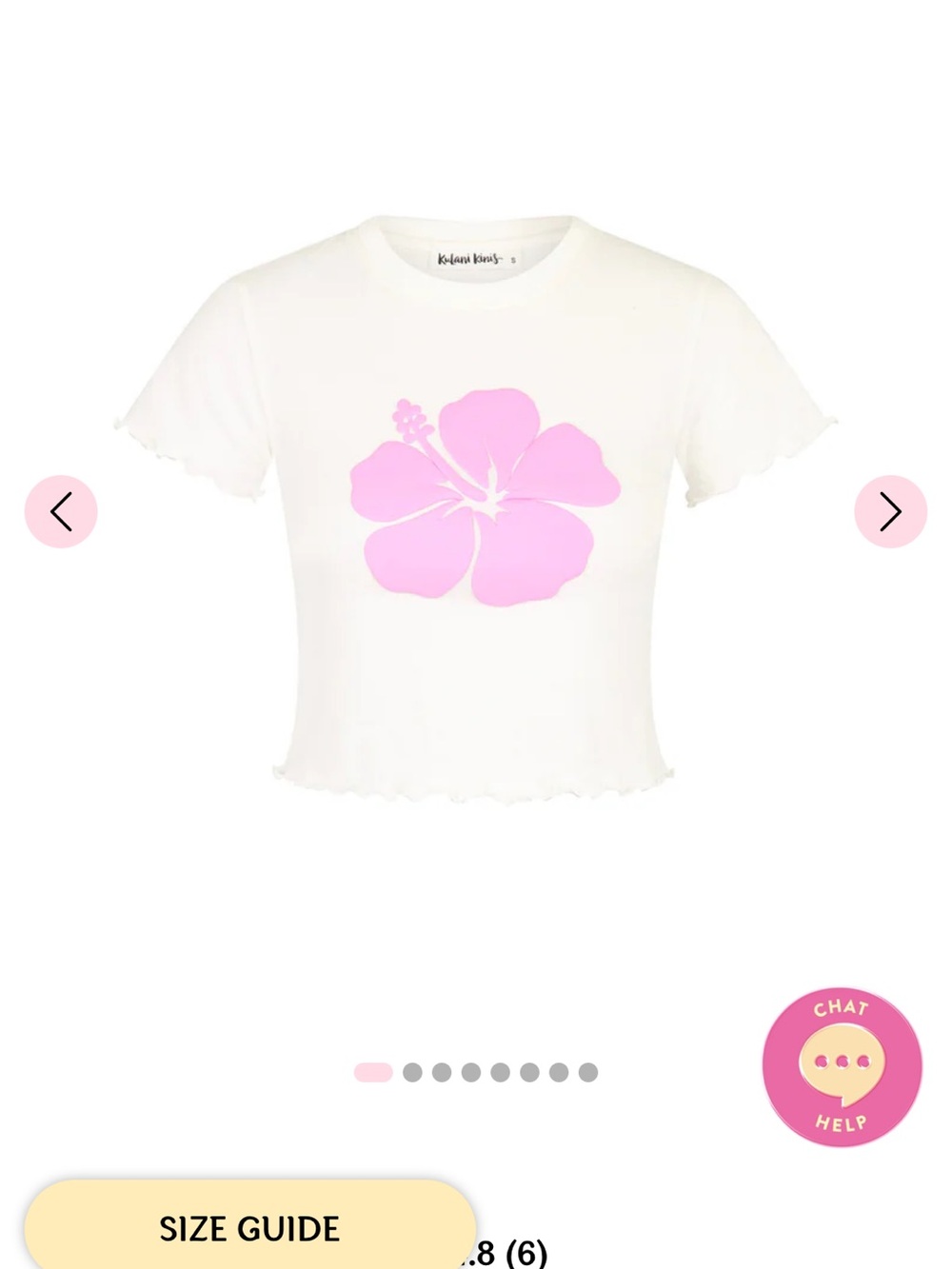 White Crop T-Shirt with Pink Hibiscus